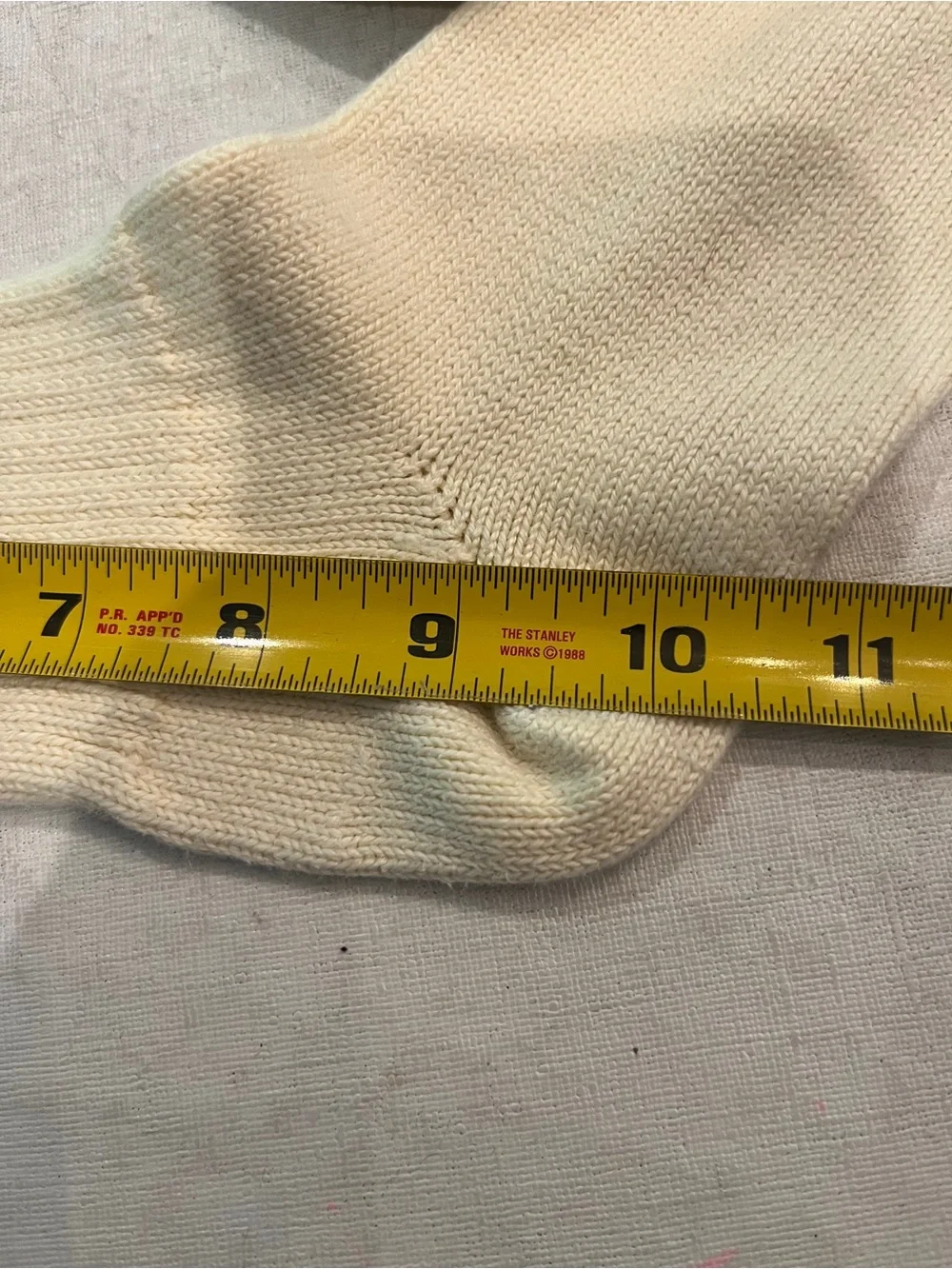Vintage style Giorgio Armani Cream Ribbed Crew Socks with GA ankle Embroidery.